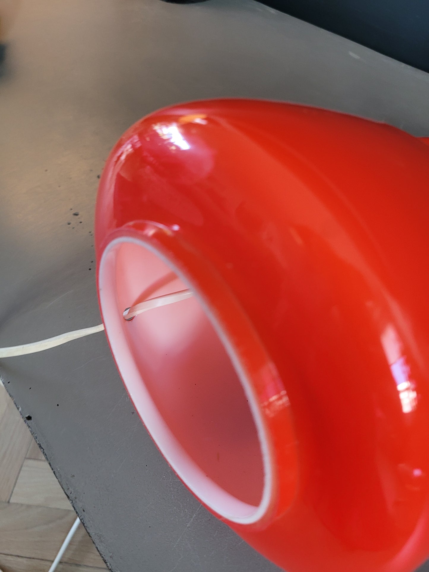 Pied de lampe en verre bicouche orange  - Ref 563