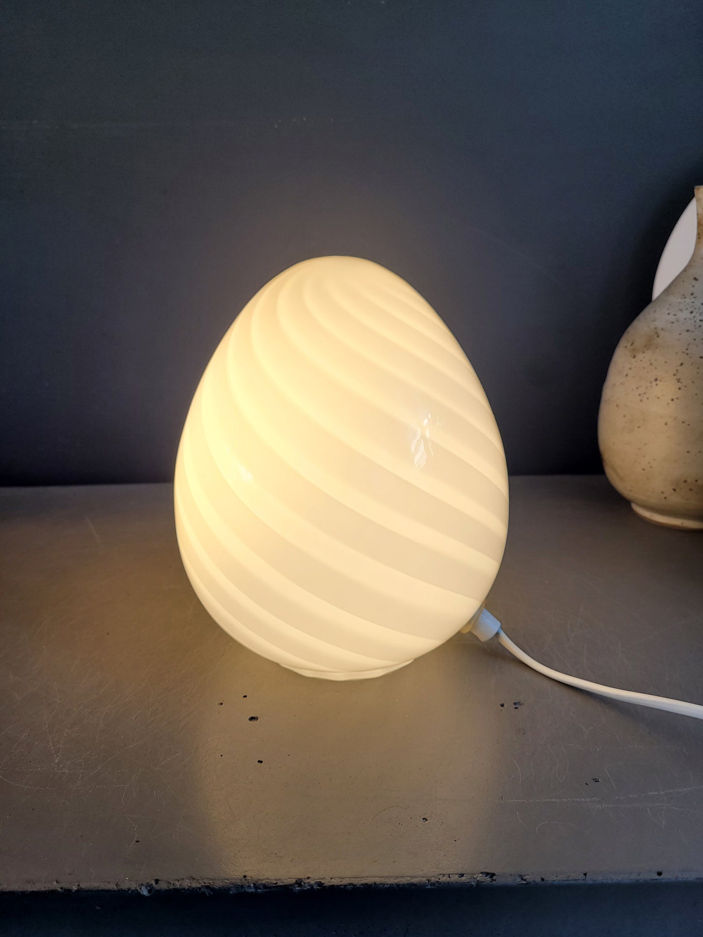 Lampe egg spirale en verre de Murano - Ref 497