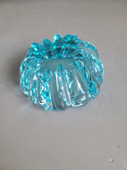Paire de cendriers assortis en verre turquoise - 394