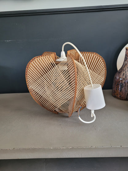 Suspension vintage en osier et bois - Ref 358