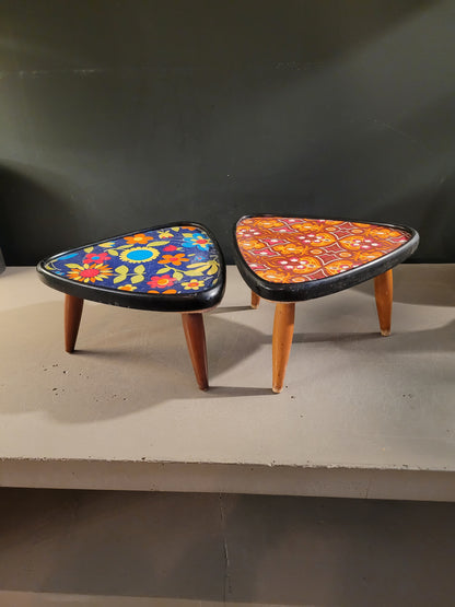 Paire de porte-plantes vintages  à motifs - Ref 574