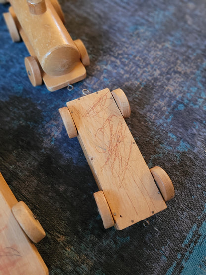 Train en bois ancien - jouet en hêtre- Ref 783