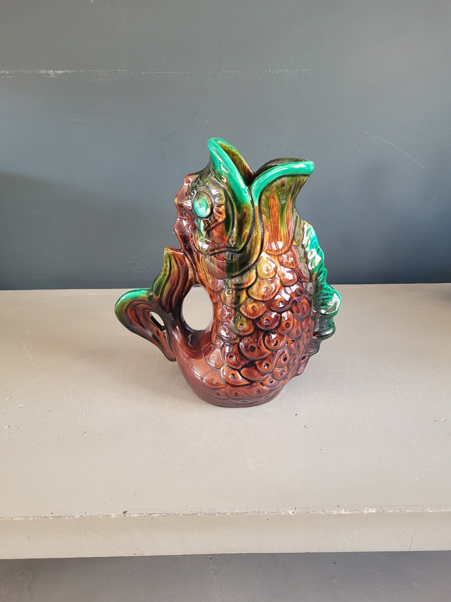 Pichet poisson ancien en céramique- Ref 776